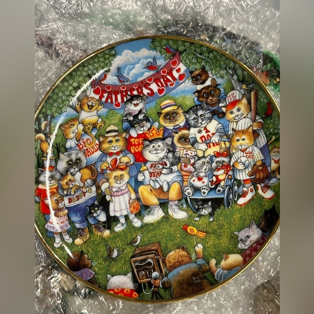 Adorable Father’s Day collectible cat plate - numbered limited edition.